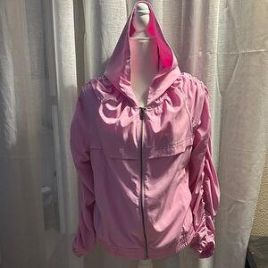 Elegant Pink lightweight hooded jacket for Women size M.